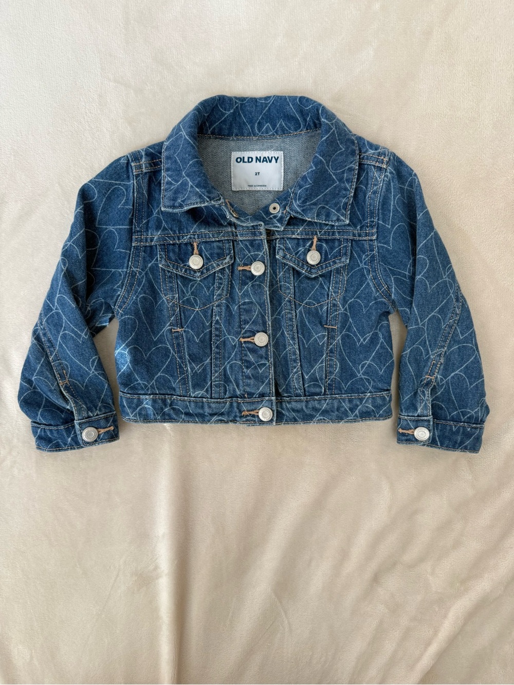 Old Navy Blue Heart-Print Denim Jacket